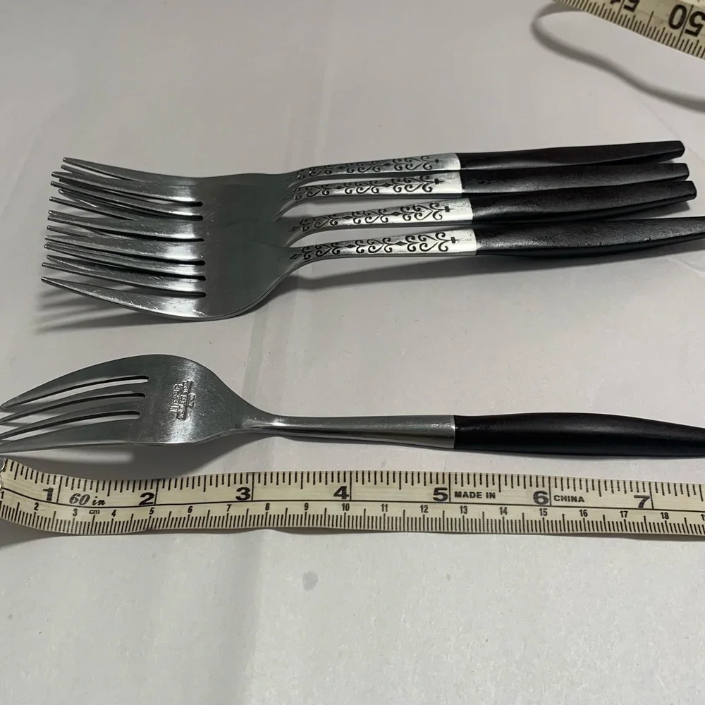 VTG Flatware INR2 by Interpur 8” Dinner Fork, Stainless w/Brown Handle, Set of 5